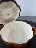 Orange Smith & Clark Ironworks 2 Qt Enameled Cast Iron Pumpkin Dutch Oven