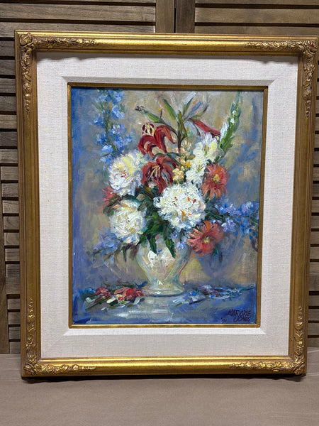 Original Acrylic Painting of Floral Arrangement by Marjorie Jones; Signed