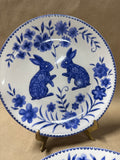Pier 1 Blue And White Springtime Bunny Plates - Pair