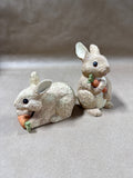 Pair Of Resin Rabbits With Carrots