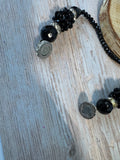 Black Beaded Magnetic Necklace & Bracelet Set
