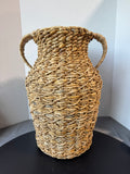 Large Boho Water Hyacinth & Rattan Floor Vase