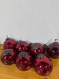 7 Deep Red Mercury Style Heavy Ornaments With Silverplate Caps