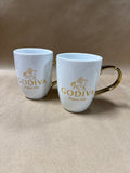 White And Gold Godiva Coffee Mugs
