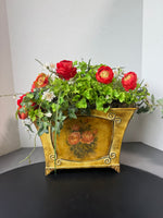 Faux Ranunculus Arrangement in Metal Planter