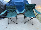 Pair of Green Canvas Folding Arm Chairs w/Carry Bags