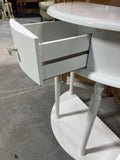 White Demilune  Side Table with Drawer