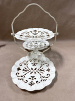 3 Tier Folding Metal Server Tray Scalloped Metal