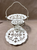 3 Tier Folding Metal Server Tray Scalloped Metal