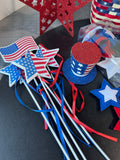 Americana Woven Basket Filled with Patriotic Decor