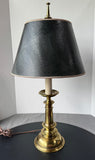 Stiffel Brass Candlestick Lamp with Reptile Leather Shade (WORKS)