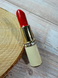 Enamel Gold Tone Lipstick Novelty Stretch Ring