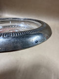 Pressed Glass & Sterling Silver Coasters - Pair