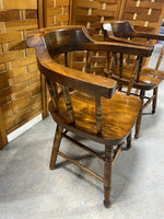 Pair of Wooden Arm Chairs with Chair Cushions
