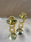 Pair Of Joy Christmas Candlestick Holders