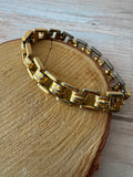 Monet Gold Tone Panel Link Vintage Bracelet