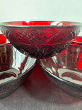 (D) 7-Piece Luminarc France Cristal d’Arques Ruby Red Cereal Bowls Set