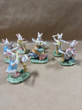 Lot Of 7 Ceramic Ragtime Bunnies