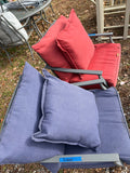 Pair of Outdoor Aluminum Rocking Chairs w/Cushions and an Ottoman