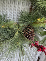 Faux Fir & Hollyberries Wreath with Lights