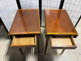 Baker Pair of Drop Leaf End Tables with Drawer