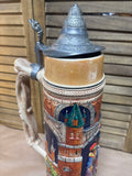 Large German Relief Beer Stein / Strolling Couple