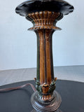 Ornate Resin & Metal Lamp with Botanical Shade (WORKS)