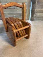 Set Of 4 Wooden Bullseye Coasters With Carrier