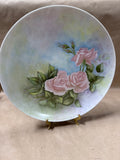 Pink Roses Handpainted Plate — E. Skelly