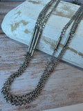 Chicos Long Multi-Layered Silver Tone Kellen Necklace