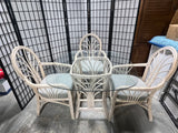 Cream Color Rattan/Glass Top Dining Table with (4) Chairs