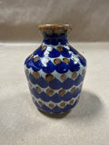 Small Blue And Brown Bud Vase Made In Tonala Mexico