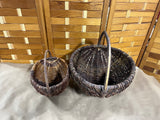 Rustic Woven Baskets with Handles, Set of 2, (K)