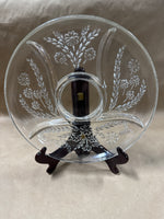Round Floral Divided Glass Tray