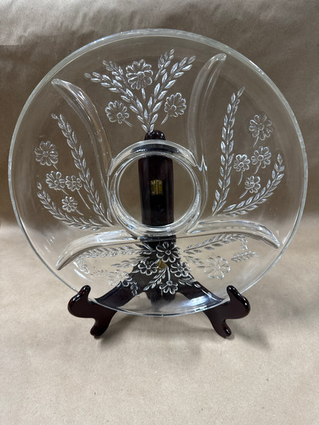 Round Floral Divided Glass Tray