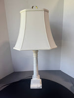 White Marble Column Table Lamp (WORKS)