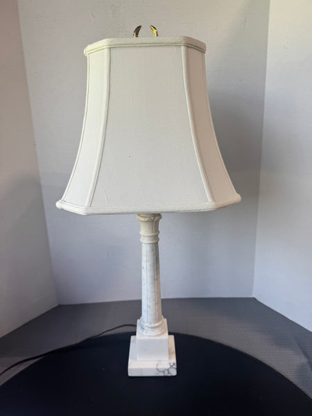 White Marble Column Table Lamp (WORKS)