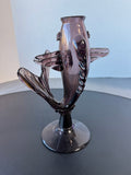 Amethyst Blenko Style Blown Flass Open Mouth Fish Vase