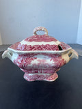 (BB) Mason’s England Vista Pink China Lidded Sauce Boat