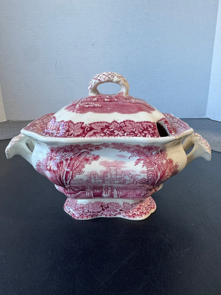 (BB) Mason’s England Vista Pink China Lidded Sauce Boat