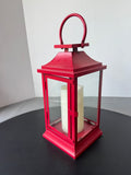 Red Metal Lantern with Flameless Candle (WORKS)