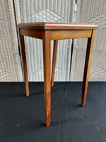 (B) Needlepoint Accented Glass Top Wooden Table or Plant Stand AS IS (READ DESCRIPTION CAREFULLY)