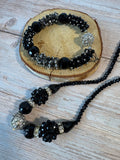Black Beaded Magnetic Necklace & Bracelet Set