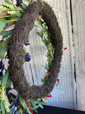 Red, White & Blue Faux Floral Spray Wreath