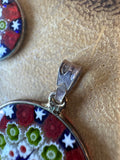 Millefiori Sterling Silver Pendant & Earrings Set