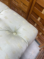 Tufted Bench on Casters with Butterfly Fabric