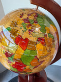 Inlaid Wood Chinese English Globe on Stand AS IS (READ DESCRIPTION CAREFULLY)