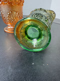 Westmoreland Shell & Jewel Green and Amber Carnival Glass Creamer & Sugar Bowl