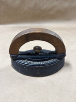 (A) Vintage Sad Iron With Wooden Handle