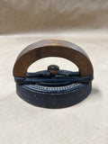 (A) Vintage Sad Iron With Wooden Handle